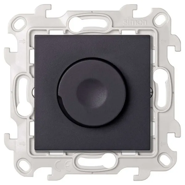 Светорегулятор Simon 24 Harmonie, LED, поворотно-нажимной, проходной, 6-60 Вт, 230 В, графит — вид спереди на механизм