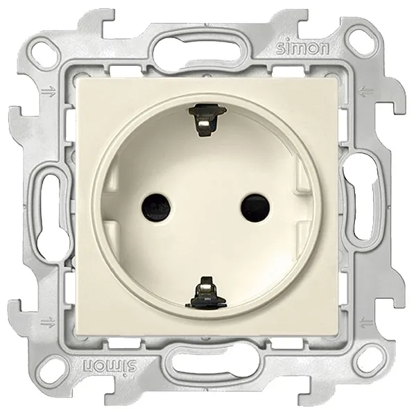 Розетка Simon 24 Harmonie 2К+3, без защитных шторок, Push&Go, слоновая кость — вид спереди на электрический модуль