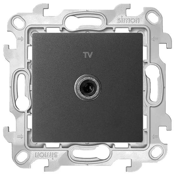 Розетка TV Simon 24  Harmonie, одиночная, графит — вид спереди на механизм