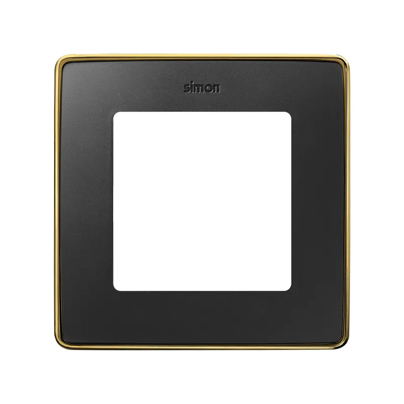 Рамка Simon 82 Detail графит, золотое основание — вид спереди
