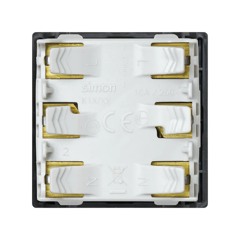 Розетка Simon Connect 2к+з Schuko, быстрое соединение, 45 мм, графит — вид спереди на корпус