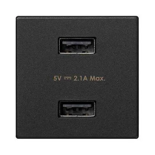 Зарядное устройство Simon Connect K45, USB A+A 10W, графит — вид спереди на разъемы