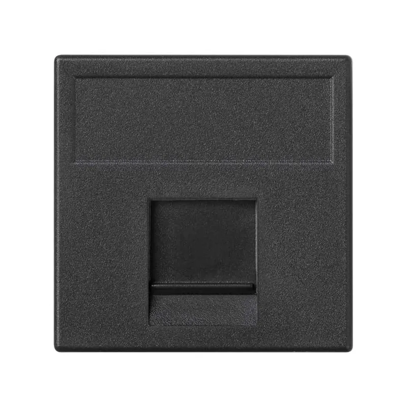 Адаптер Simon Connect K45 прямой на 1 разъем RJ45 со шторкой, графит — вид спереди