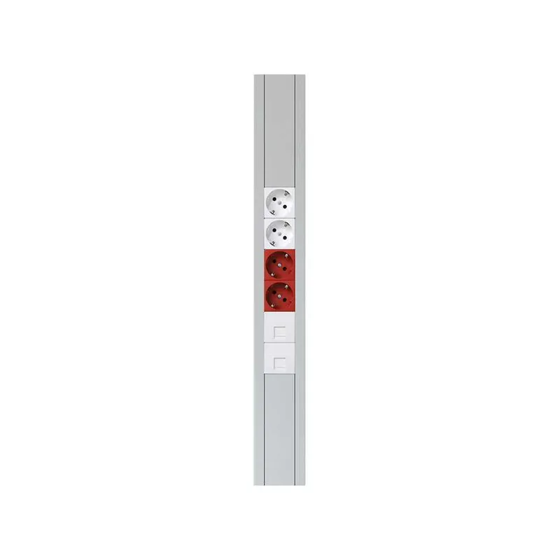 Адаптер Simon Connect K45 со шторкой на 1 RJ45 конектор, AMP(S110,SL110,SLt), Brand-Rex, RIT — вид спереди на белую панель