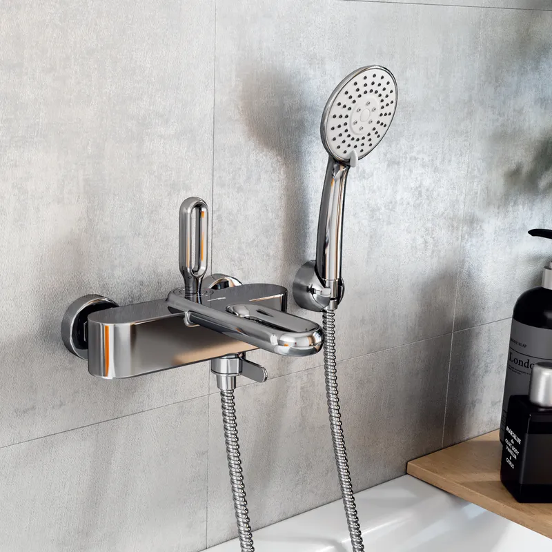 Смеситель для ванны Wasserkraft Kammel 1800 с коротким изливом — вид под углом