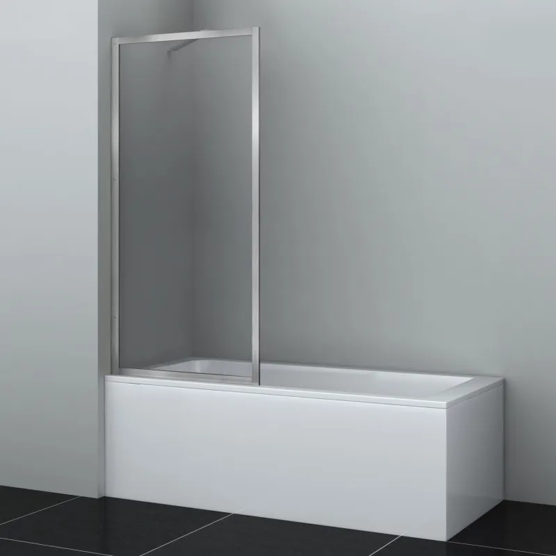 Шторка на ванну Wasserkraft Abens 20W 80х160, стеклянная — на фоне светло-серой стены и черного пола