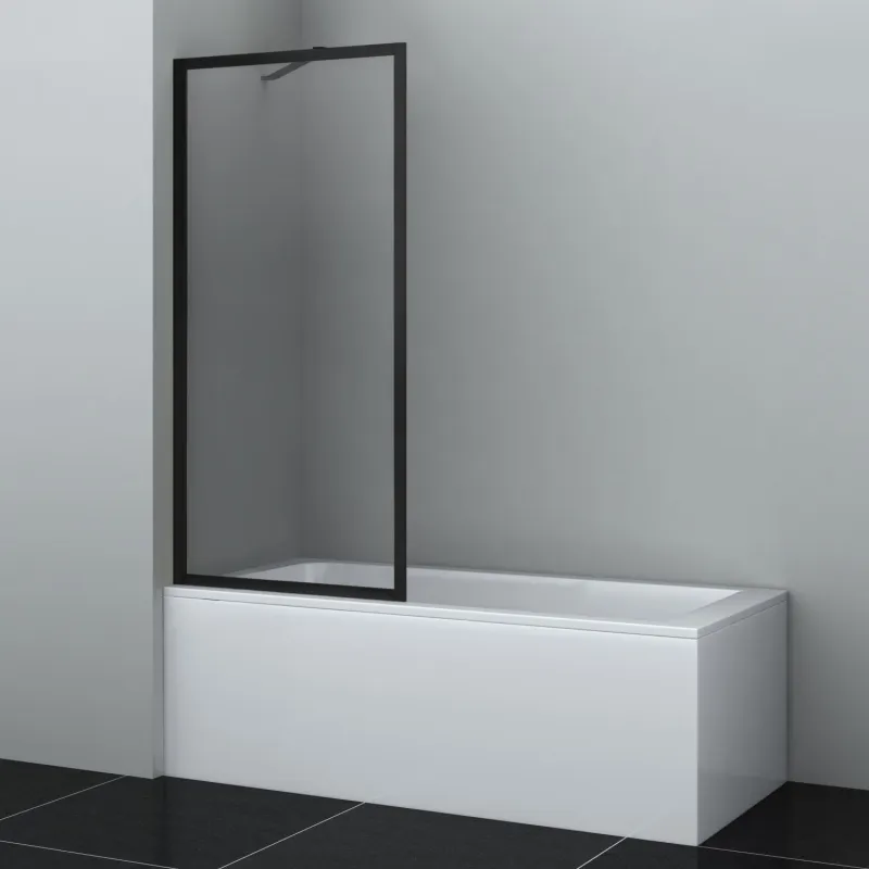 Шторка на ванну Wasserkraft Abens 20W 80х160, стеклянная — на фоне белых стен и черного пола