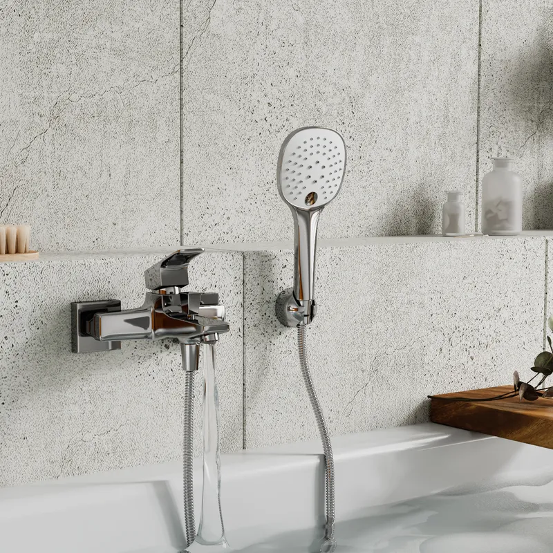Смеситель Wasserkraft Salm 2700 с коротким изливом — вид сбоку на душевую лейку и корпус