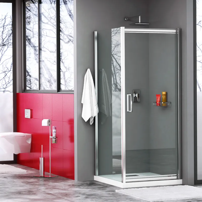 Душевой уголок Wasserkraft Salm 27I28 80х90 — стеклянная дверца крупным планом