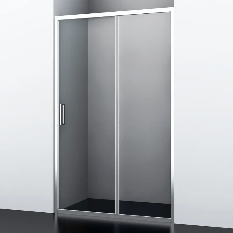 Душевая дверь Wasserkraft Main 41S 110 см — в ванной комнате с белыми стенами и черным полом