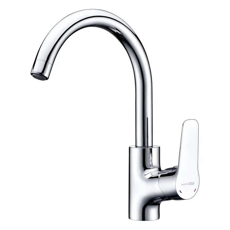 Смеситель для кухни Wasserkraft Lippe 4500 с поворотным изливом — вид сбоку под углом