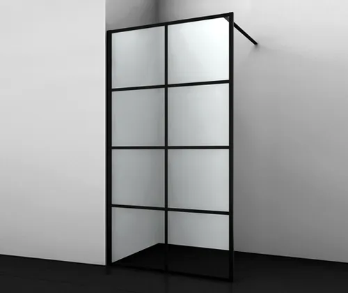 Душевая перегородка Wasserkraft Glan 66W 120х200, стеклянная, боковая — на фоне белых стен и темного пола