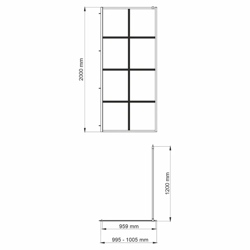 Душевая перегородка Wasserkraft Glan 66W 100х200, стеклянная, боковая — вид под углом