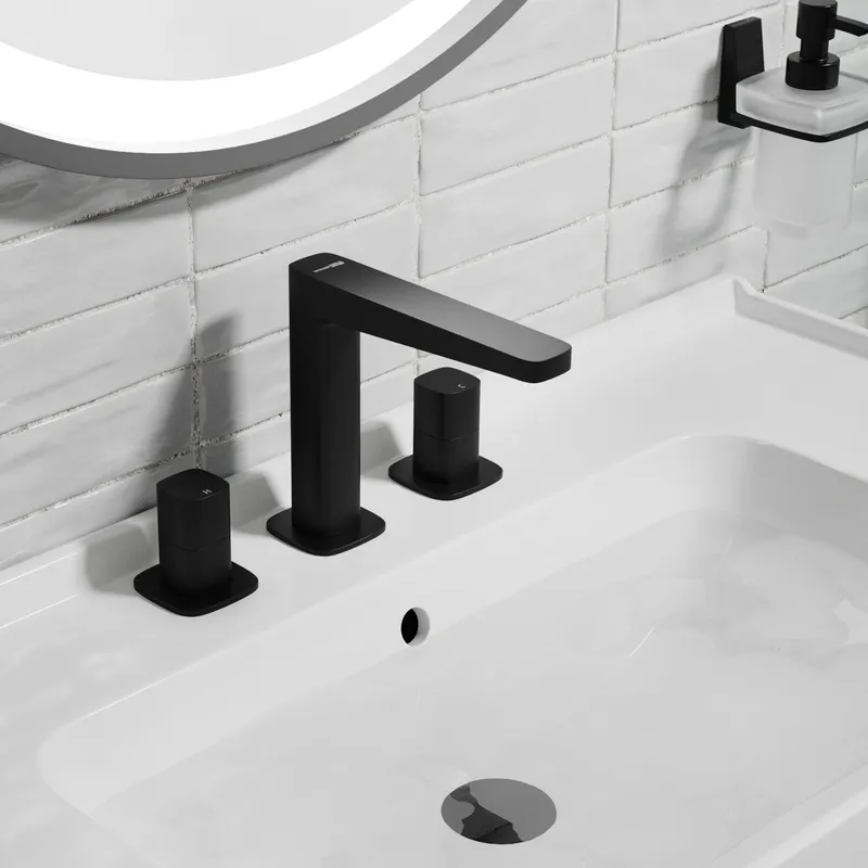 Смеситель Wasserkraft Nuthe 9100 вентильный — вид под углом на три компонента
