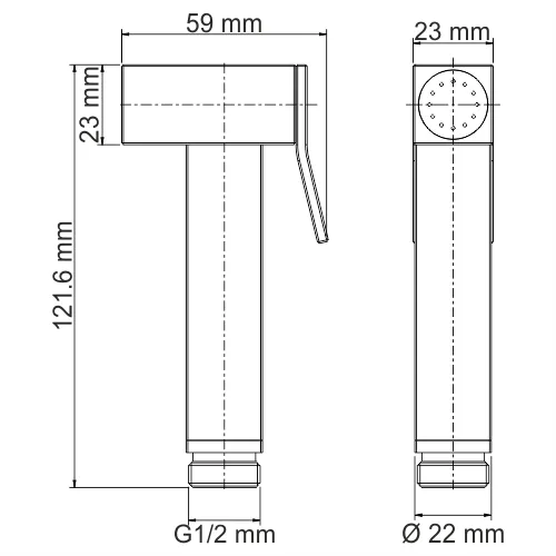 Гигиенический душ Wasserkraft Exter 1600 для биде, с фиксатором — лейка крупным планом