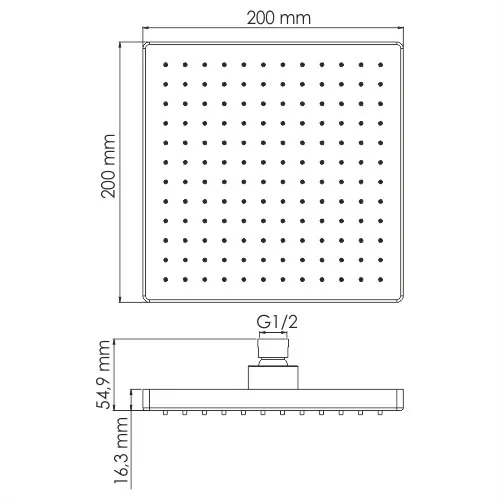Верхний душ Wasserkraft Exter 1600 — лейка под углом