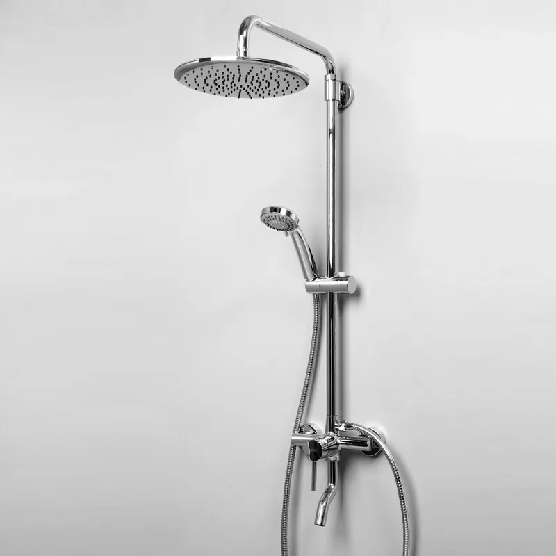 Душевая система Wasserkraft со смесителем, с тропическим душем + лейка — полный комплект с видом спереди