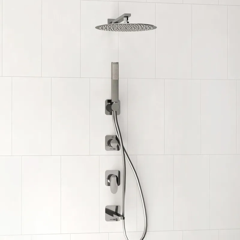 Душевая система Wasserkraft Weida 3100 с тропическим душем + лейка — вид сверху на смеситель и верхний излив