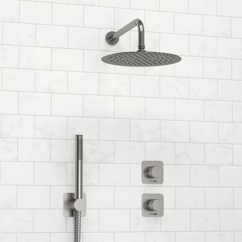 Душевая система Wasserkraft Tauber 6400 с тропическим душем + лейка — вид на компоненты смесителя