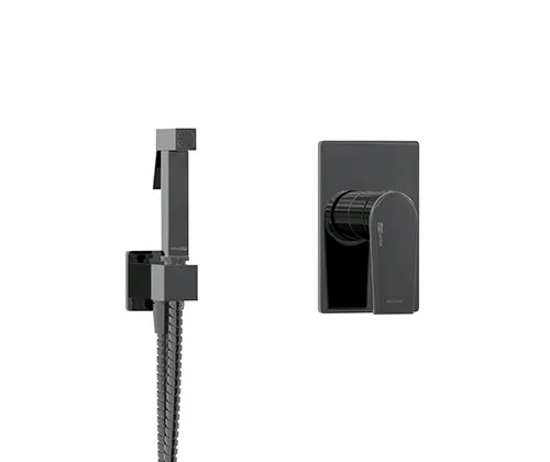 Гигиенический душ Wasserkraft Glan 6600 со смесителем и шлангом, встраиваемый — лейка и смеситель крупным планом