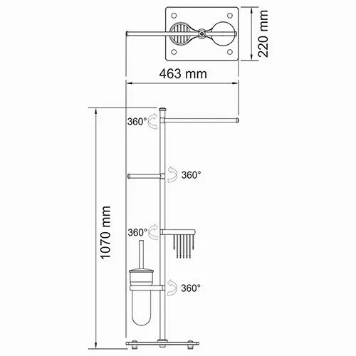 Стойка для туалета Wasserkraft K-1248 с аксессуарами — набор аксессуаров вид спереди