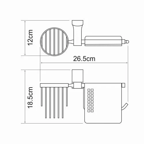 Держатель туалетной бумаги Wasserkraft Exter K-5200 со стаканом для освежителя воздуха — вид под углом