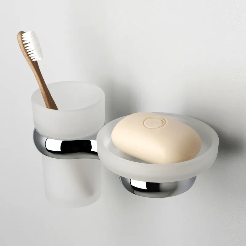 Стакан Wasserkraft Berkel K-6800 для зубных щеток, с мыльницей — вид под углом