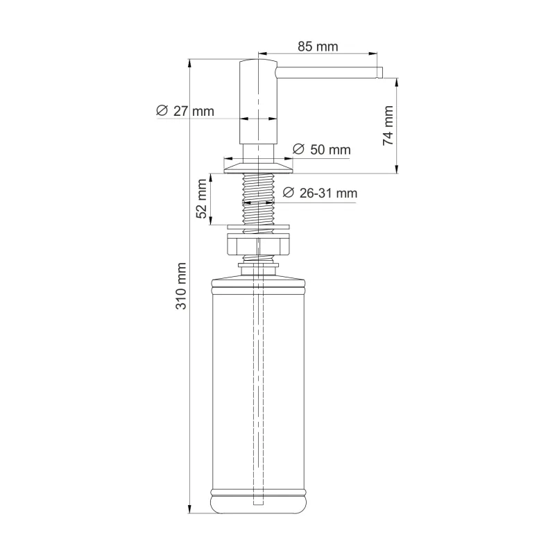 Дозатор Wasserkraft для жидкого мыла — вид сбоку под углом