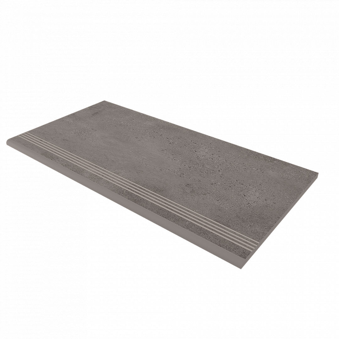 Ступень Estima Traffic dark grey, TF04 33x120, неполированная, бортик с насечками + подступенок 14.5x120