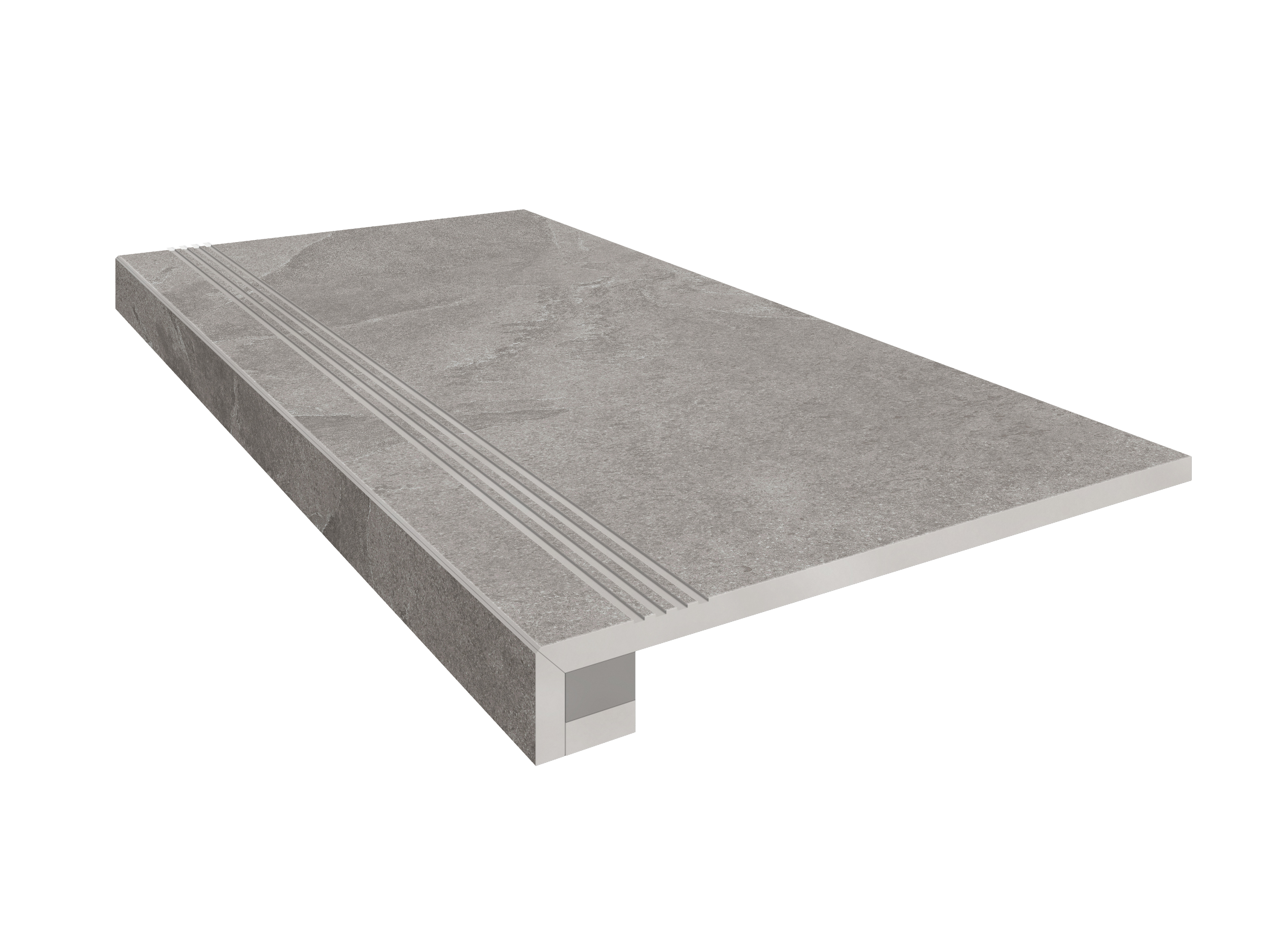 Ступень Estima Terra grey, TE02 33x120, неполированная, бортик с насечками + подступенок 14,5x120