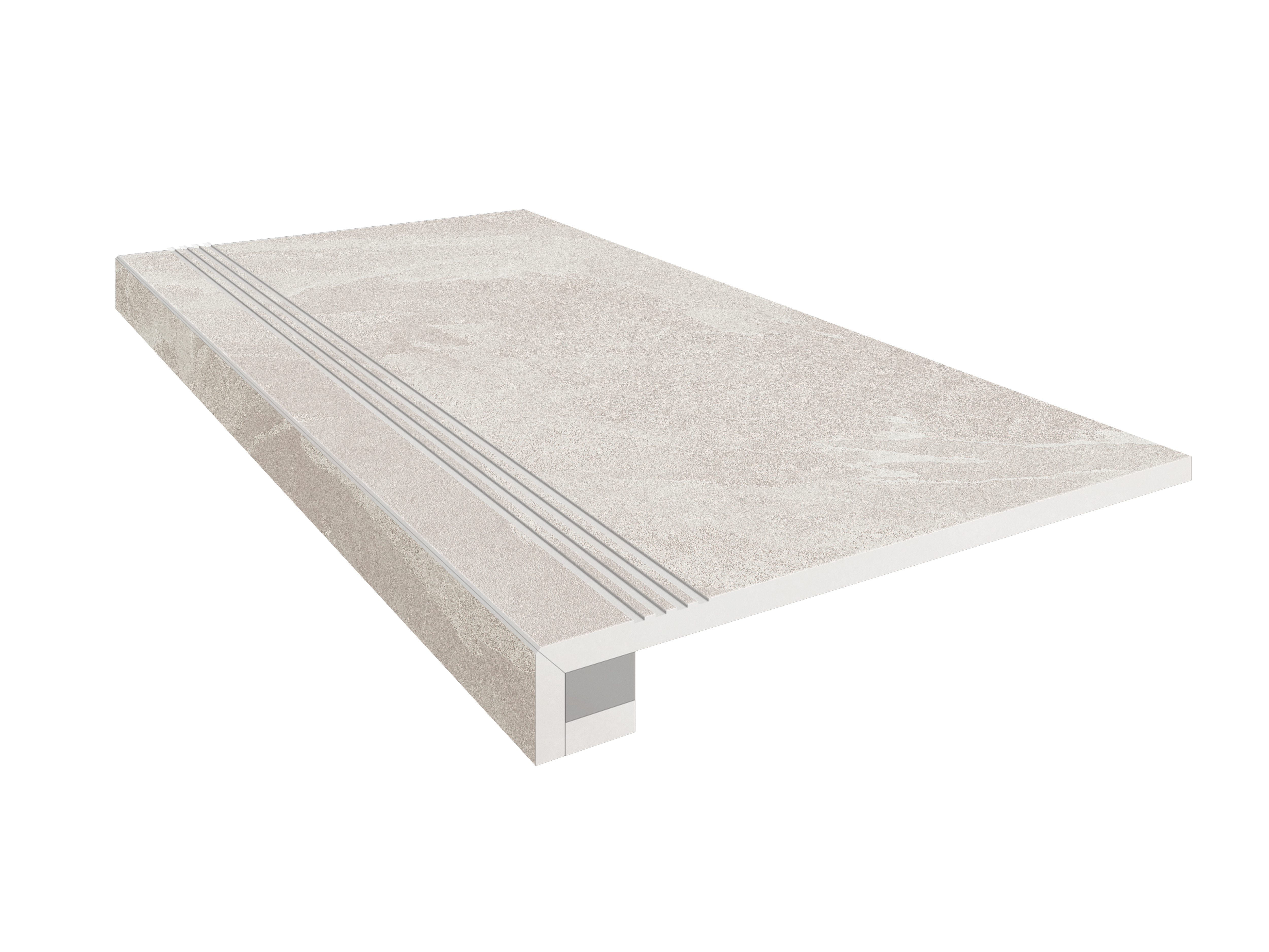 Ступень Estima Terra white, TE00 33x120, неполированная, бортик с насечками + подступенок 14,5x120