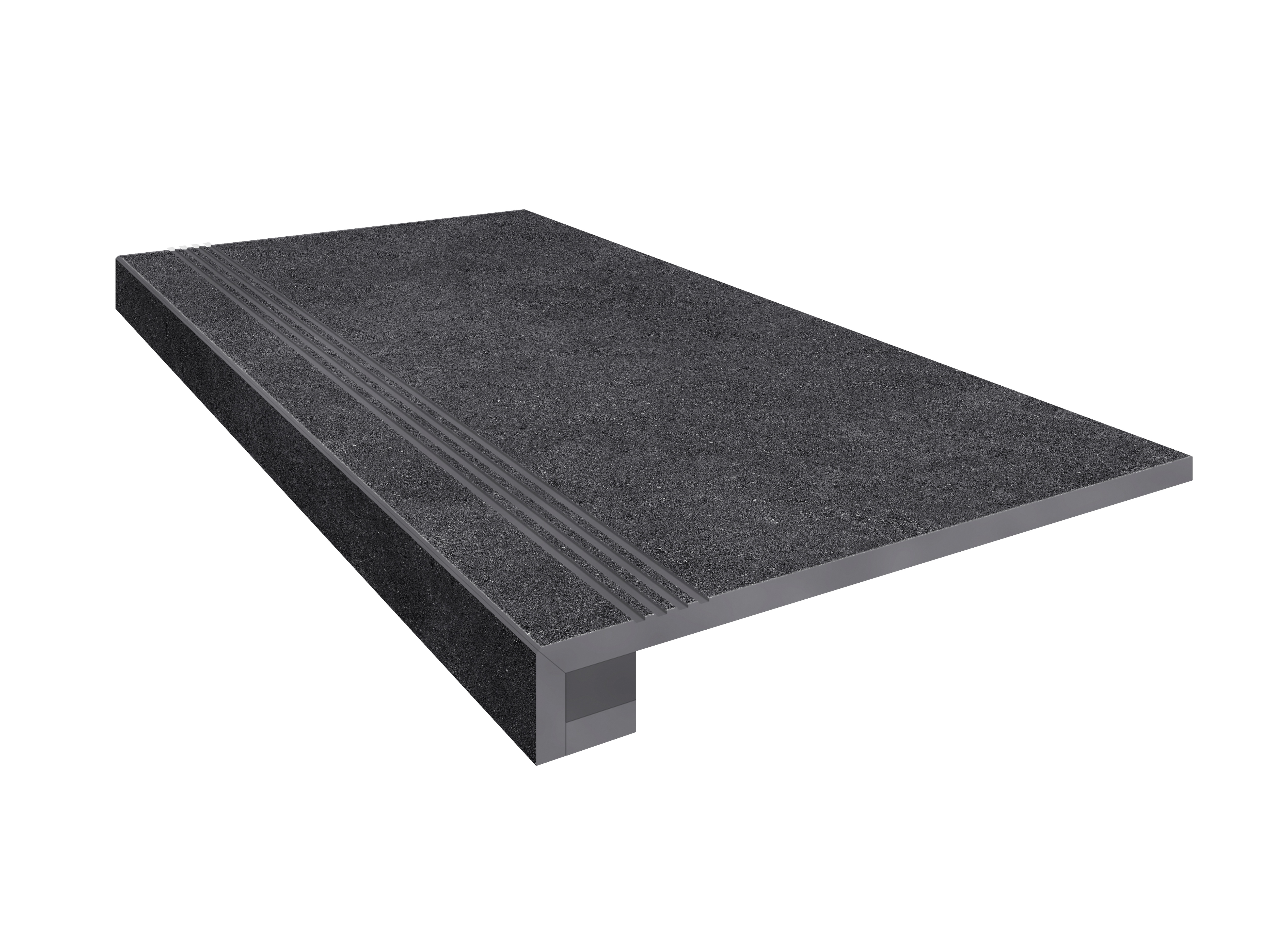 Ступень Estima Luna black, LN04 33x120, неполированная, бортик с насечками + подступенок 14,5x120