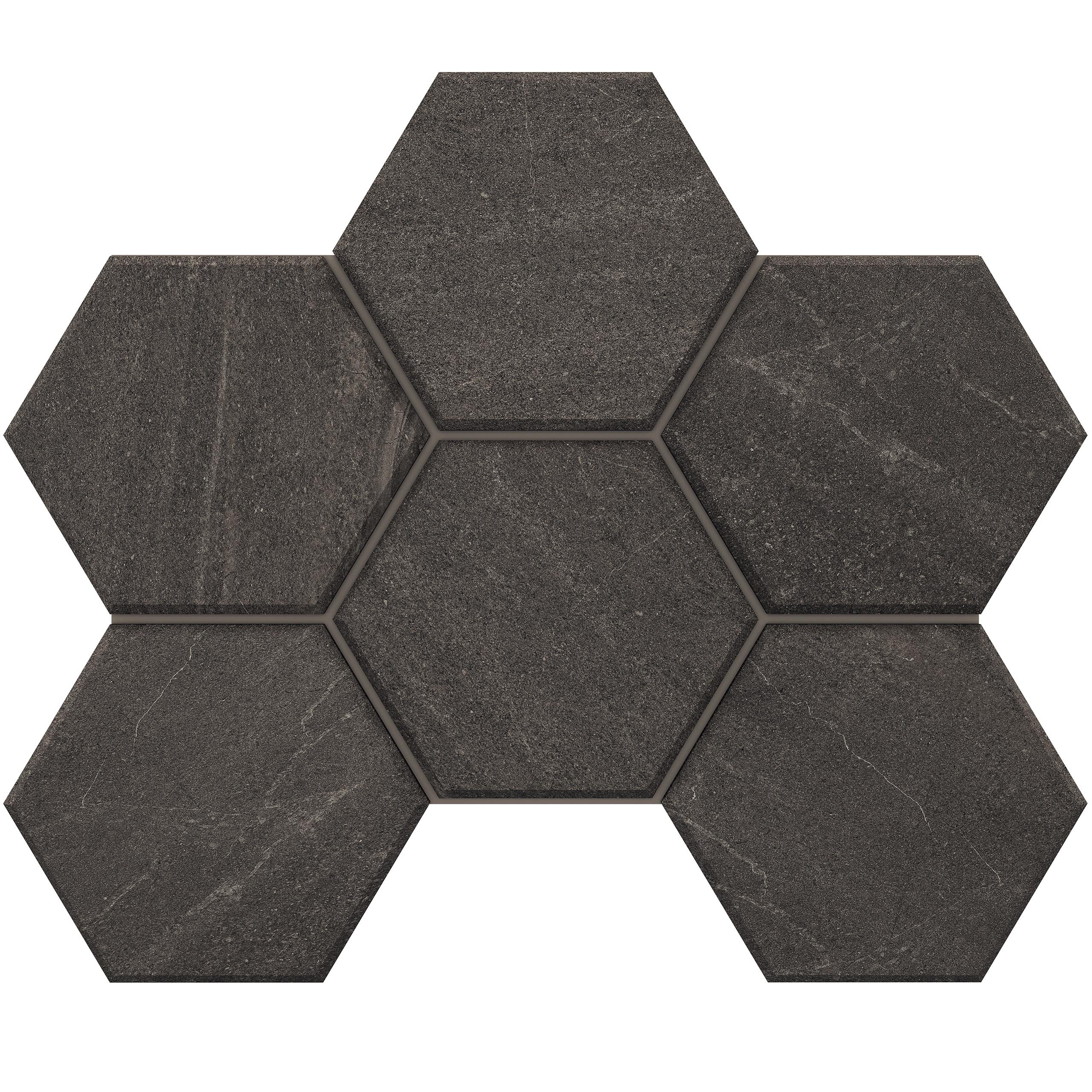 Мозаика Estima Gabbro anthracite, GB03 Hexagon 25x28.5, неполированная