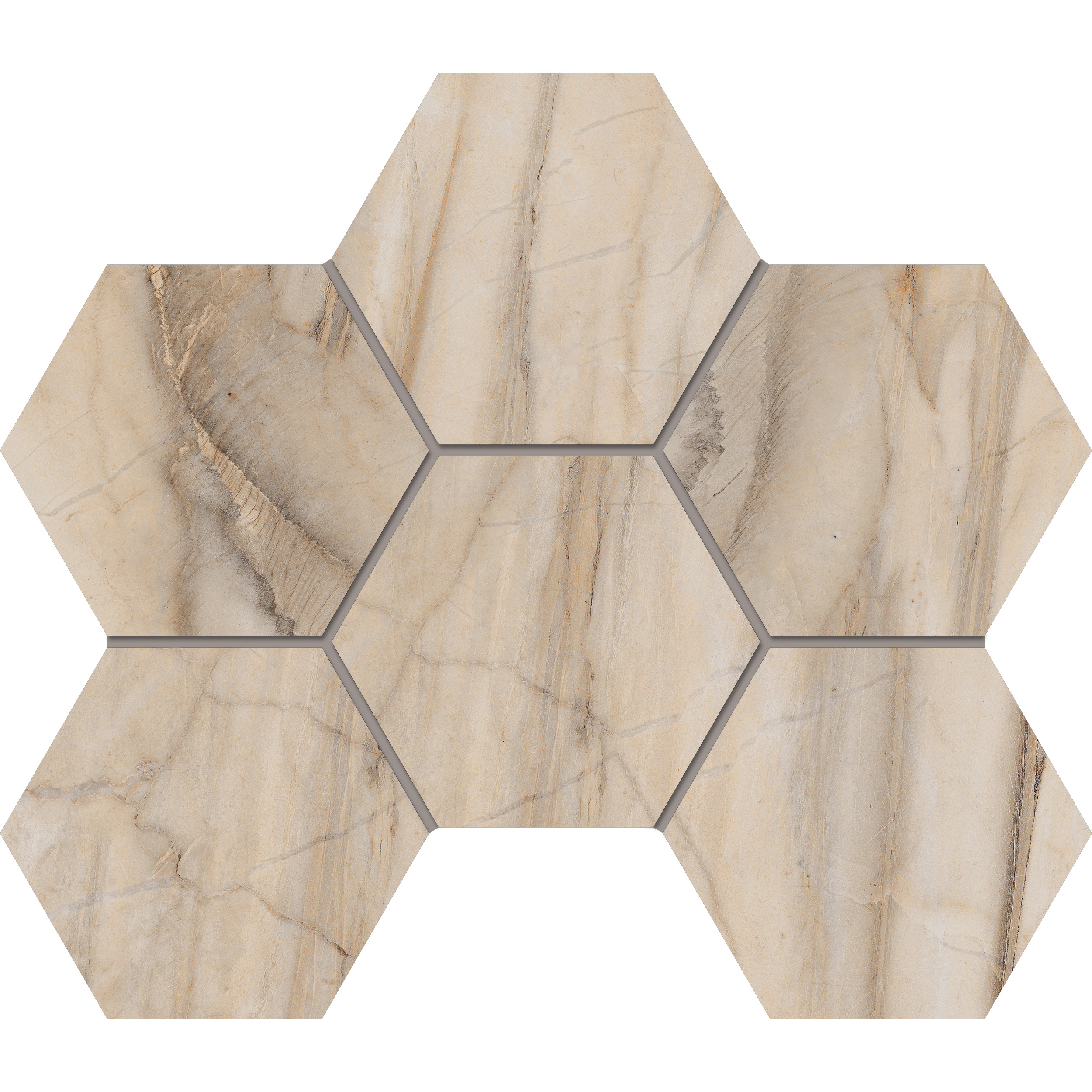 Мозаика Estima Bernini beige, BR02 Hexagon 25x28.5, неполированная