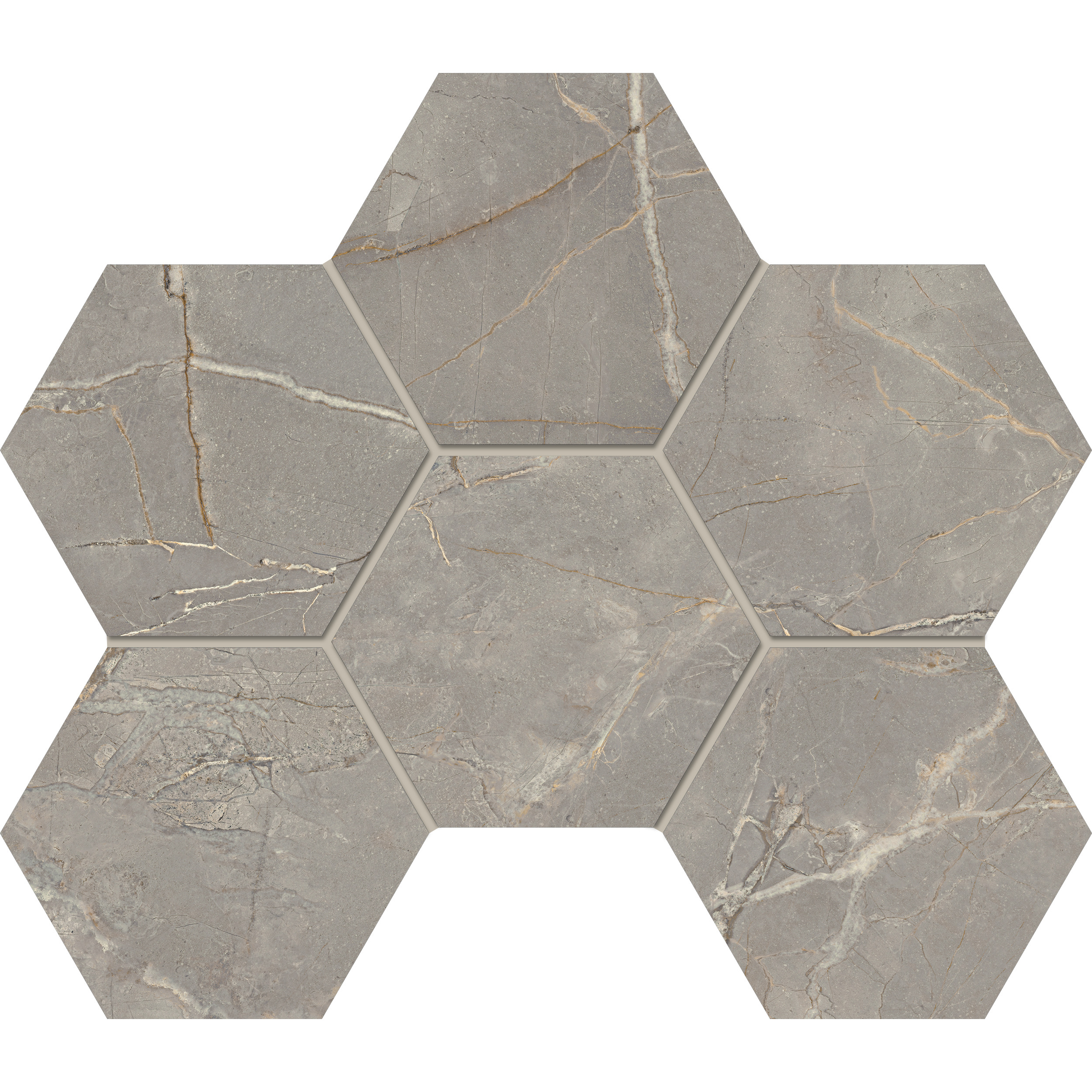 Мозаика Estima Bernini grey, BR03 Hexagon 25x28.5, неполированная