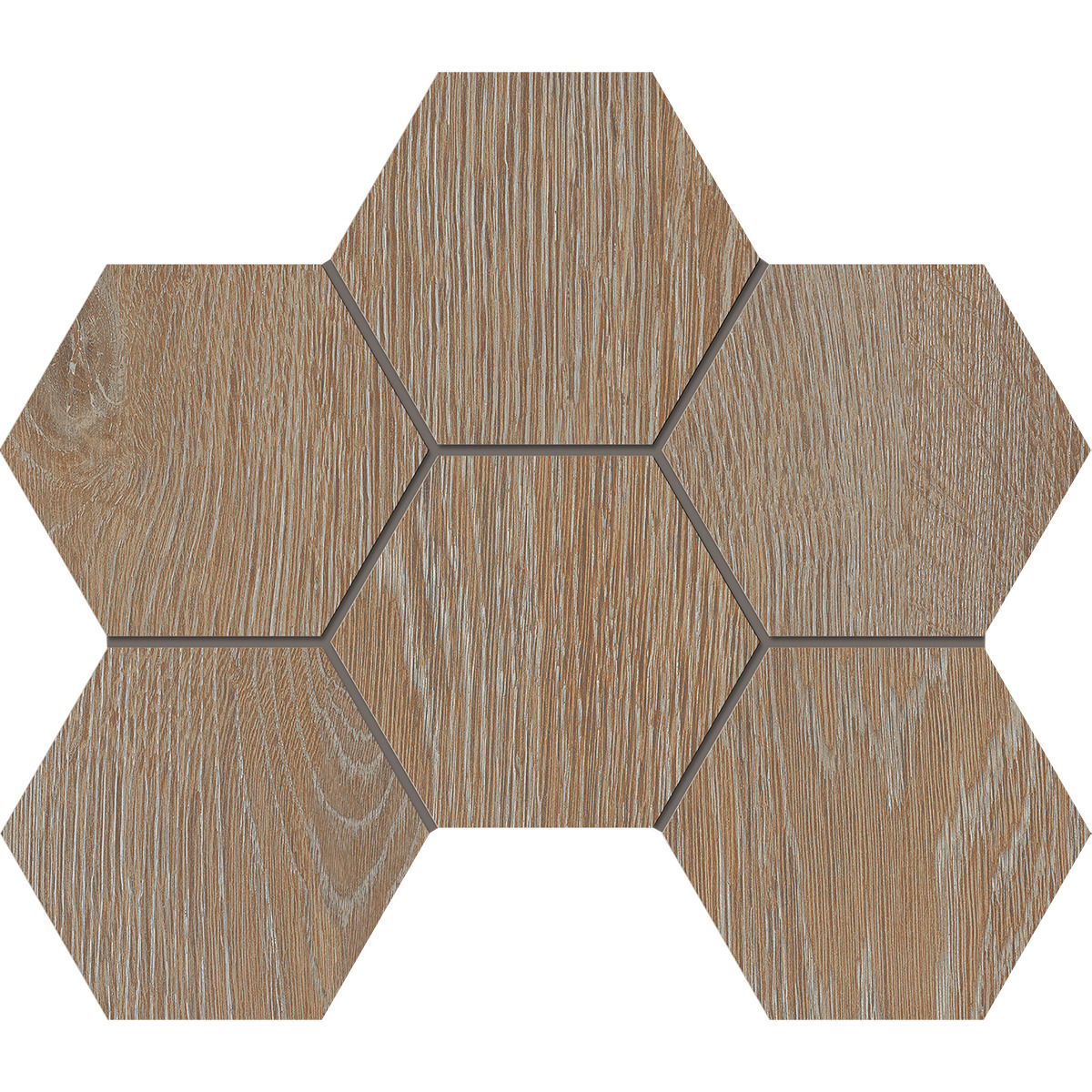 Мозаика Estima Kraft Wood rusty beige, KW01 Hexagon 25x28.5, структурированная