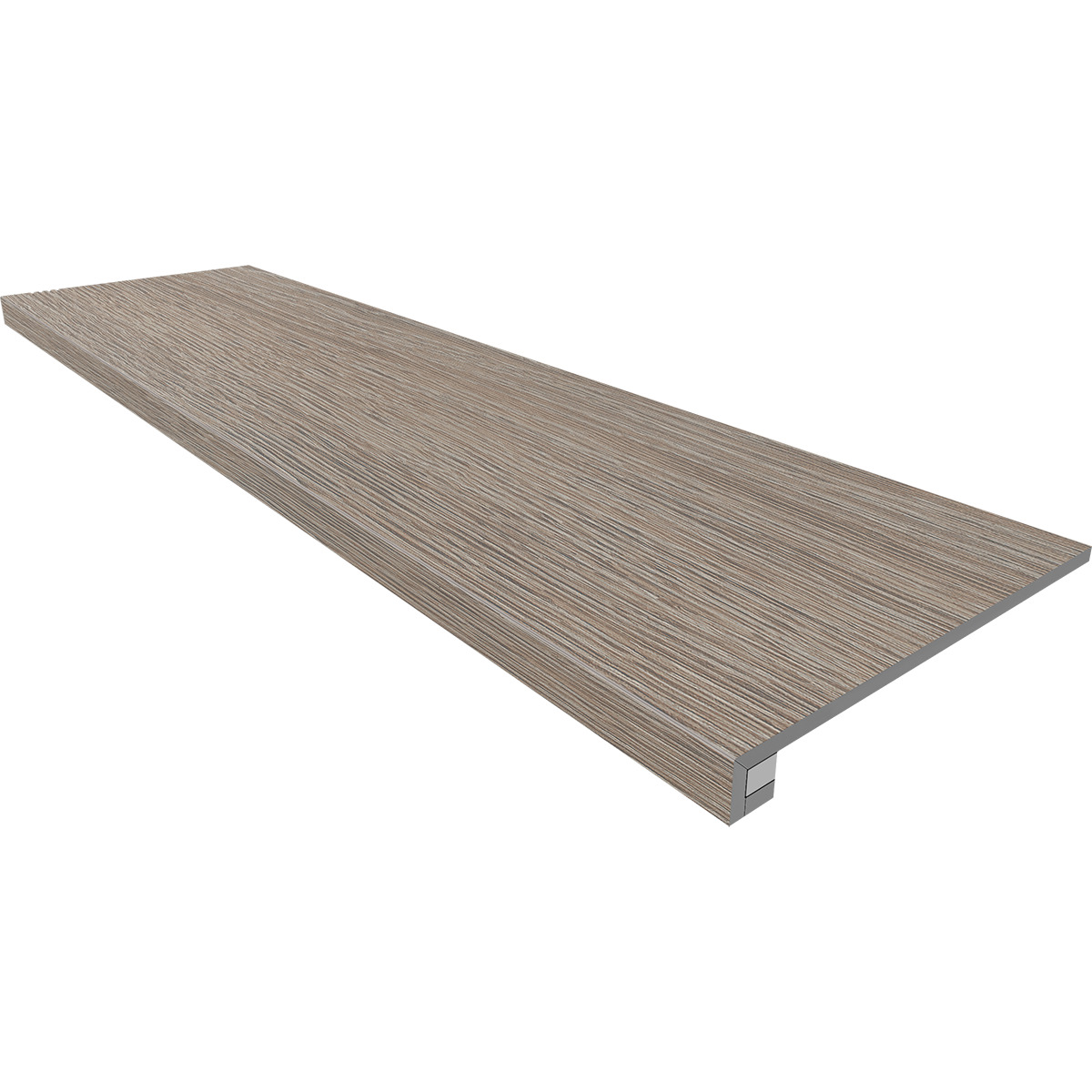 Ступень Estima Kraft Wood grey, KW02 33x120, структурированная, бортик без насечек + подступенок 14,5x120