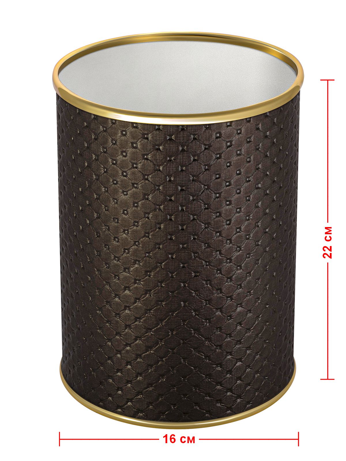Ведро для мусора Geralis Punto открытое, золотой кант, 3 л — чертёж с размерами