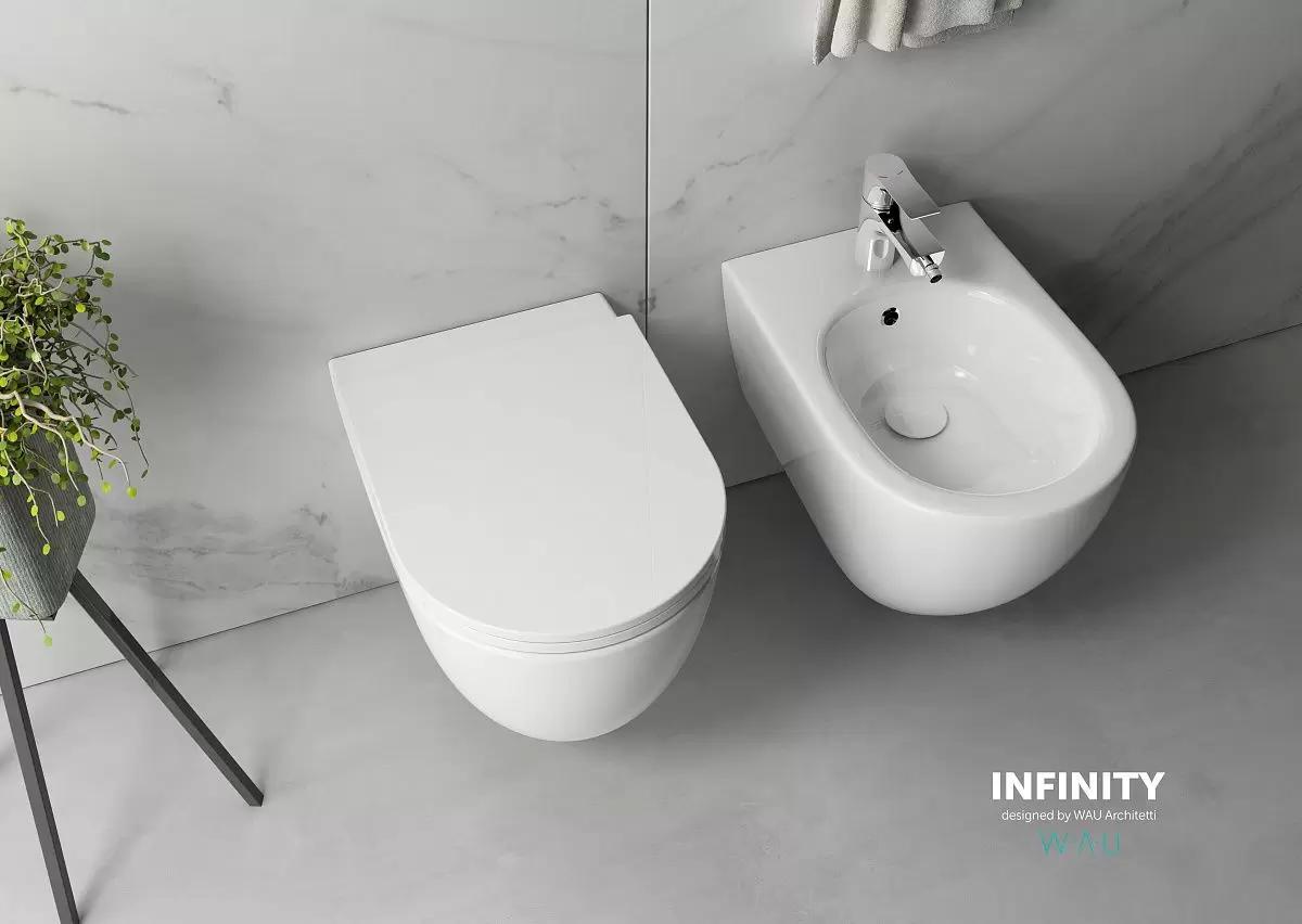 Унитаз подвесной Isvea Infinity белый — рекламный баннер коллекции с надписью