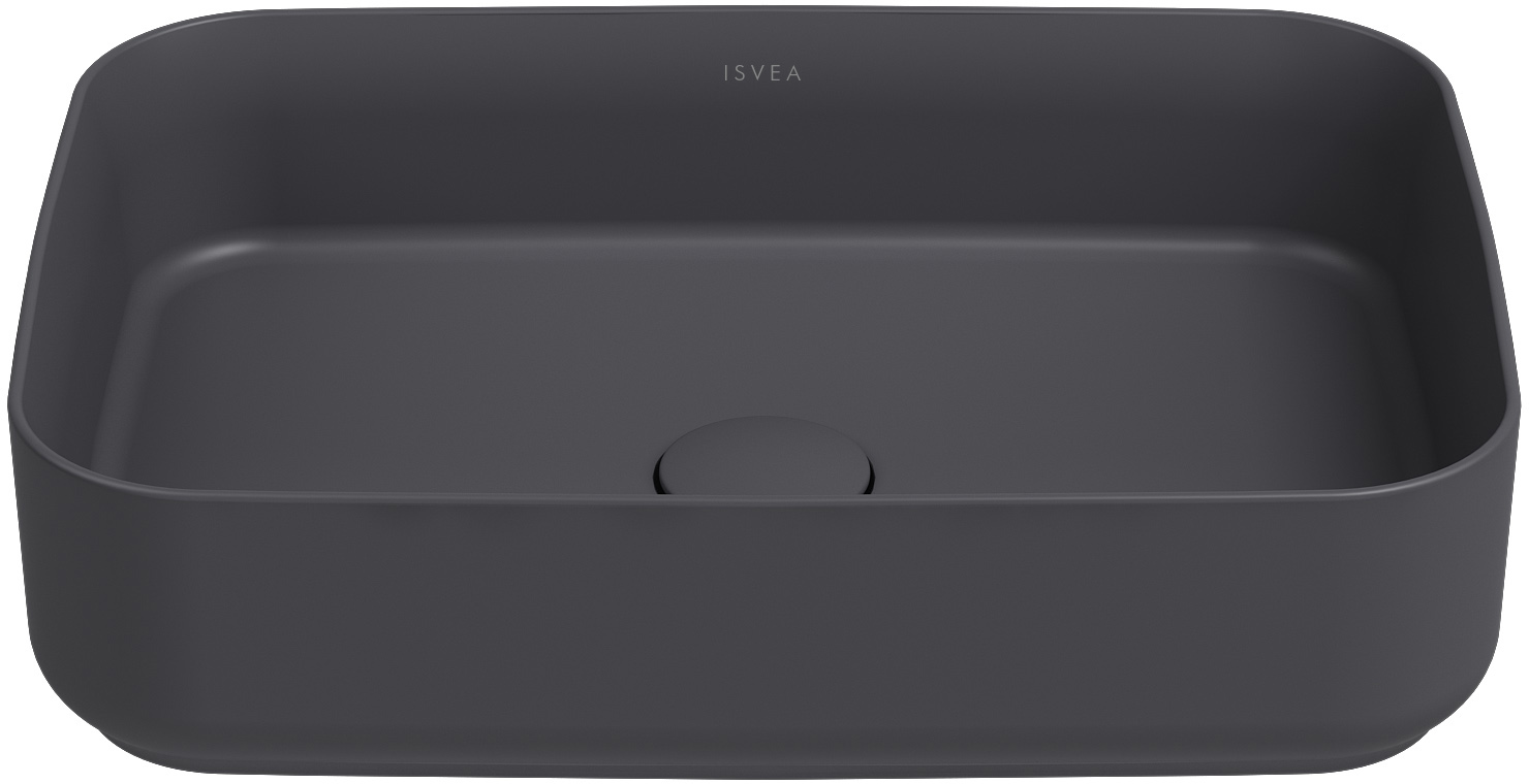 Раковина накладная Isvea Infinity 50 см, антрацит — вид сверху на чашу