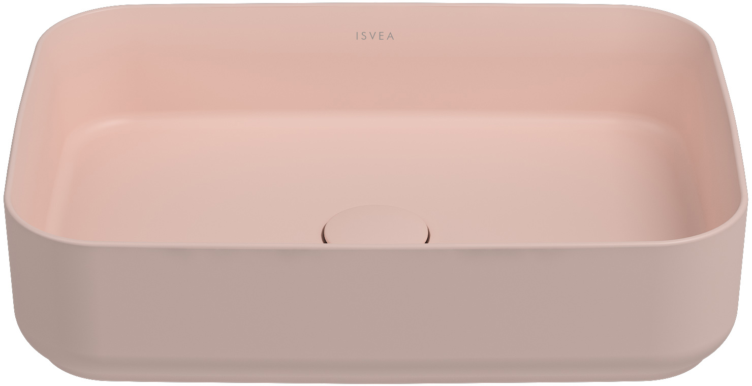 Раковина накладная Isvea Infinity 50 см, лососевый — вид сверху под углом
