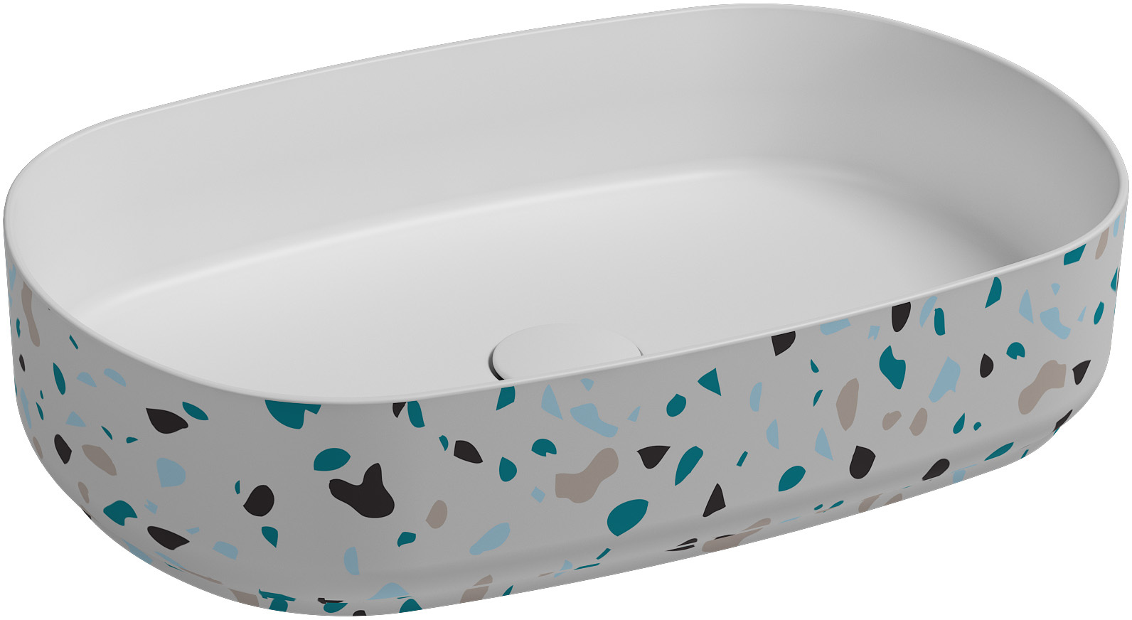 Раковина накладная Isvea Infinity Terrazzo 55 см, белый матовый — вид под углом