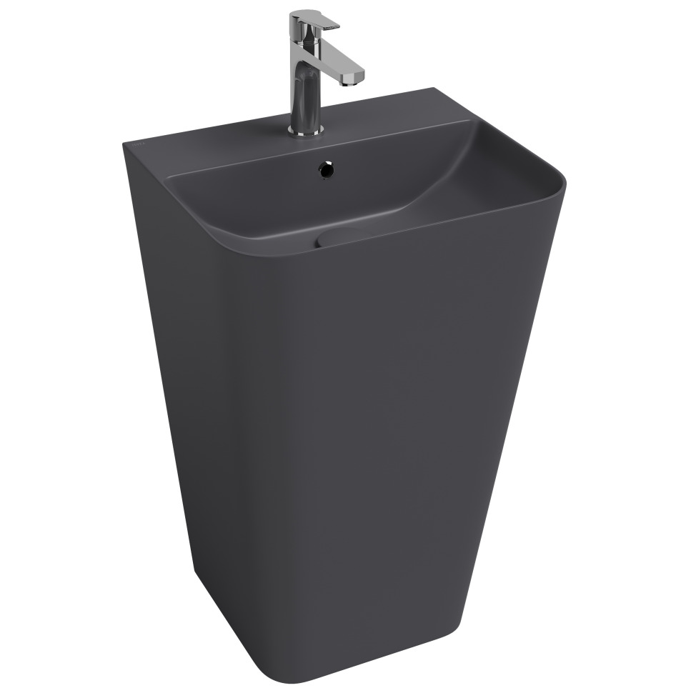 Раковина напольная Isvea Sott'Aqua Monoblock 50 см, антрацит — вид под углом