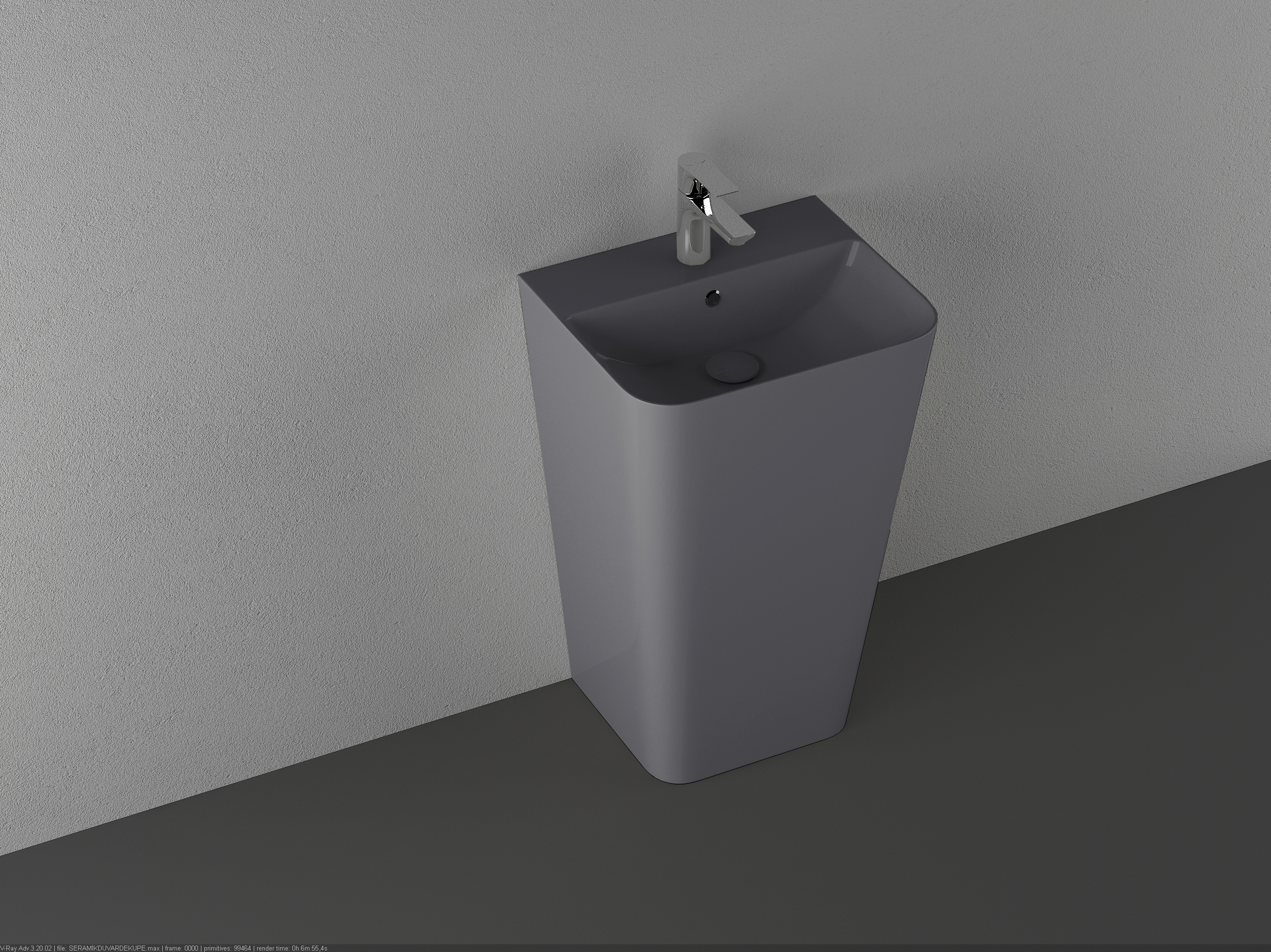 Раковина напольная Isvea Sott'Aqua Monoblock 50 см, антрацит — вид под углом-1