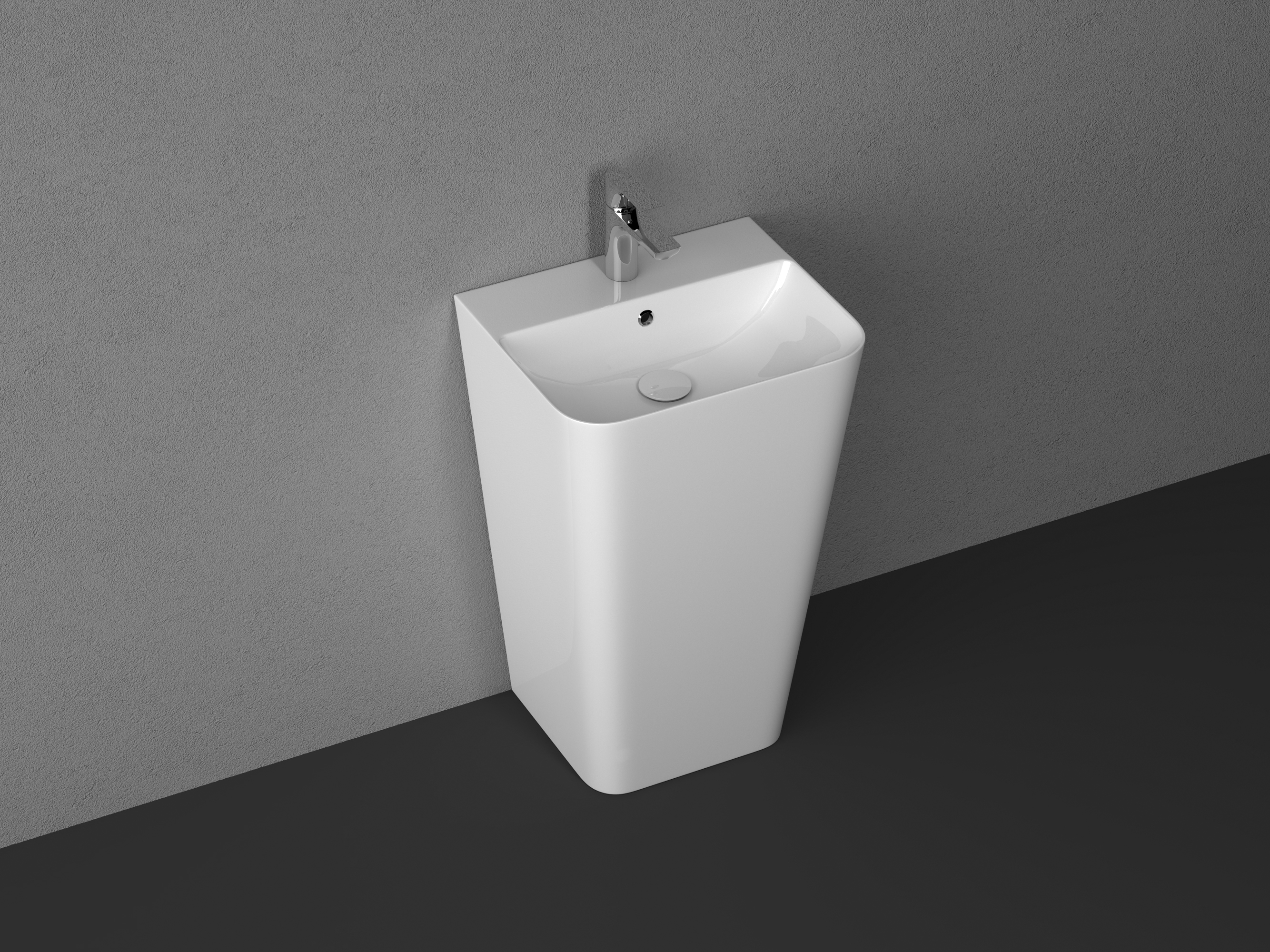 Раковина напольная Isvea Sott'Aqua Monoblock 50 см, белый матовый — у серой бетонной стены