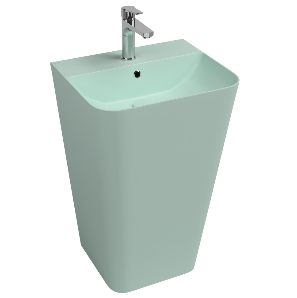Раковина напольная Isvea Sott'Aqua Monoblock 50 см, мятно-зеленый — вид под углом