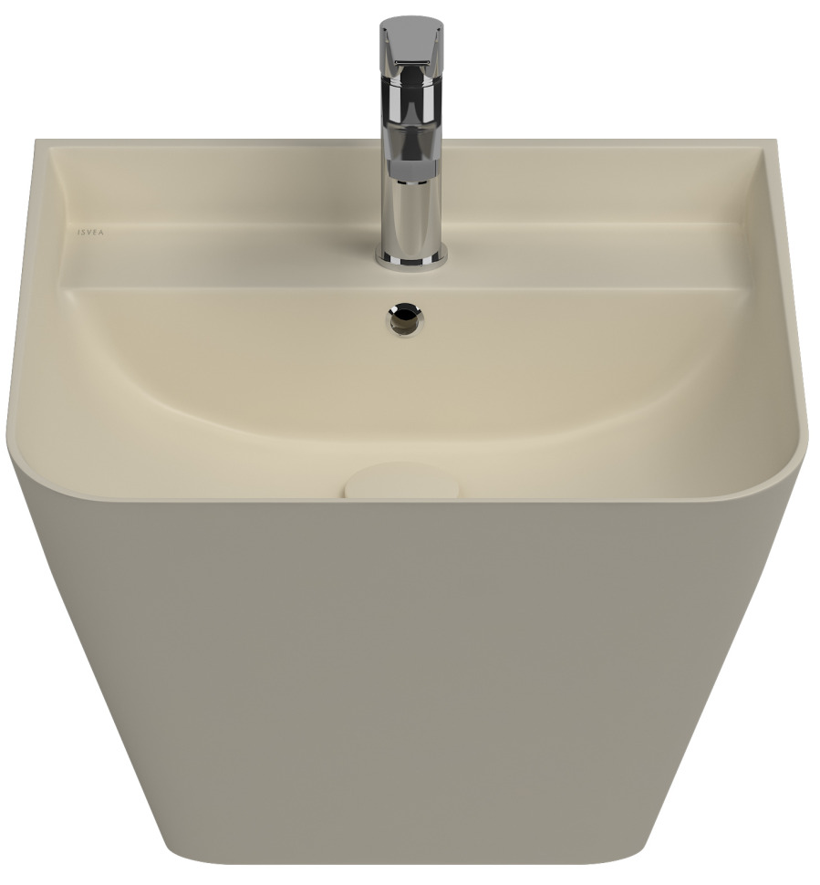 Раковина подвесная Isvea Sott'Aqua Monoblock 50 см, слоновая кость — вид спереди на сантехнику