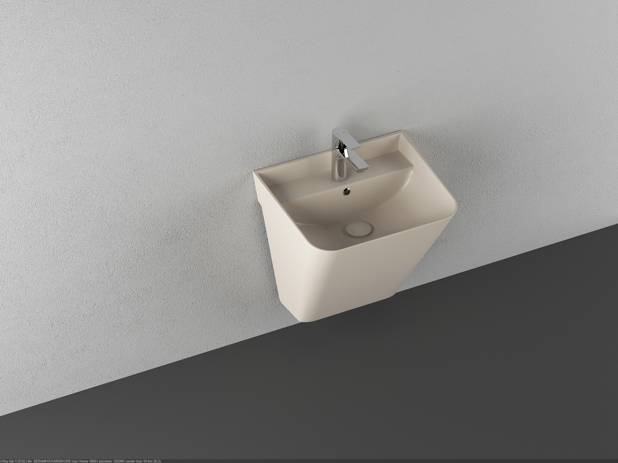 Раковина подвесная Isvea Sott'Aqua Monoblock 50 см, слоновая кость — вид под углом