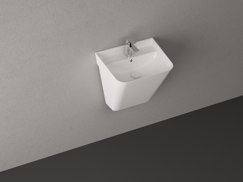 Раковина подвесная Isvea Sott'Aqua Monoblock 50 см, белый — на серой текстурированной стене