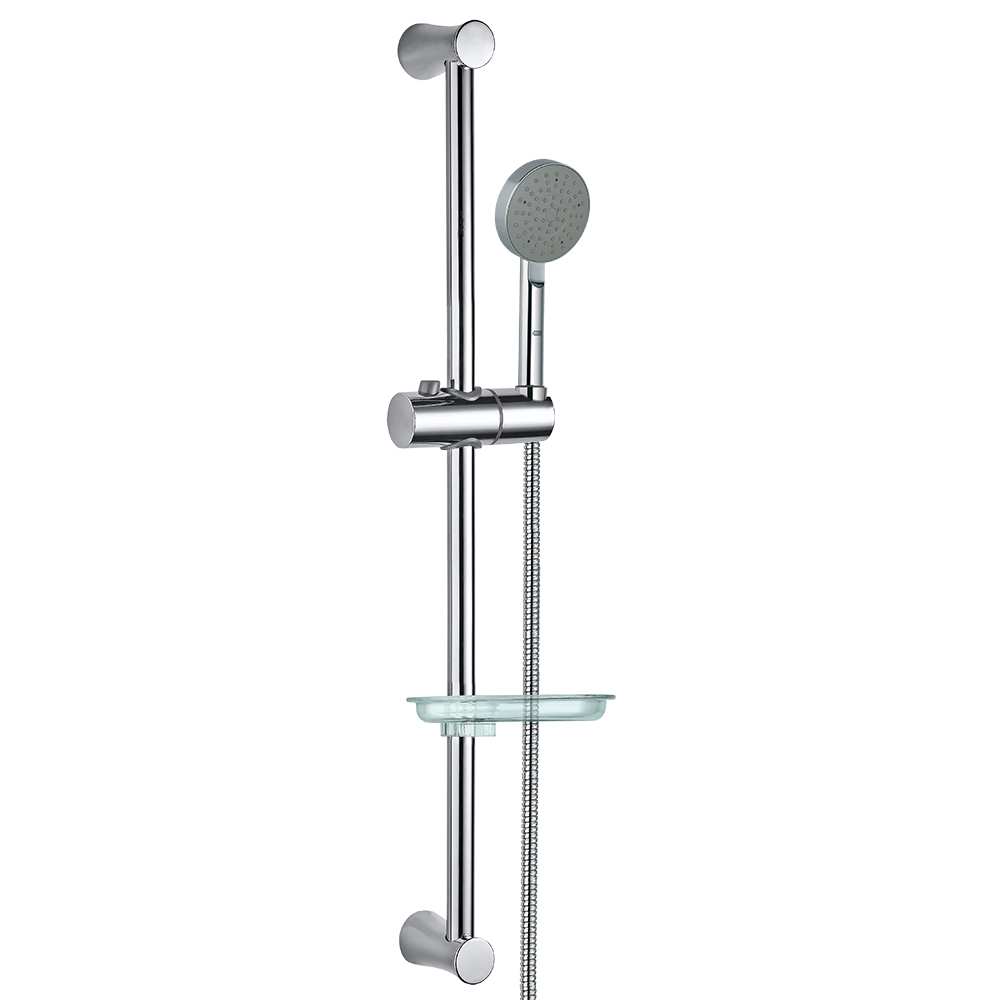 Душевой гарнитур Jaquar Shower с держателем + мыльница, хром — лейка и штанга под углом